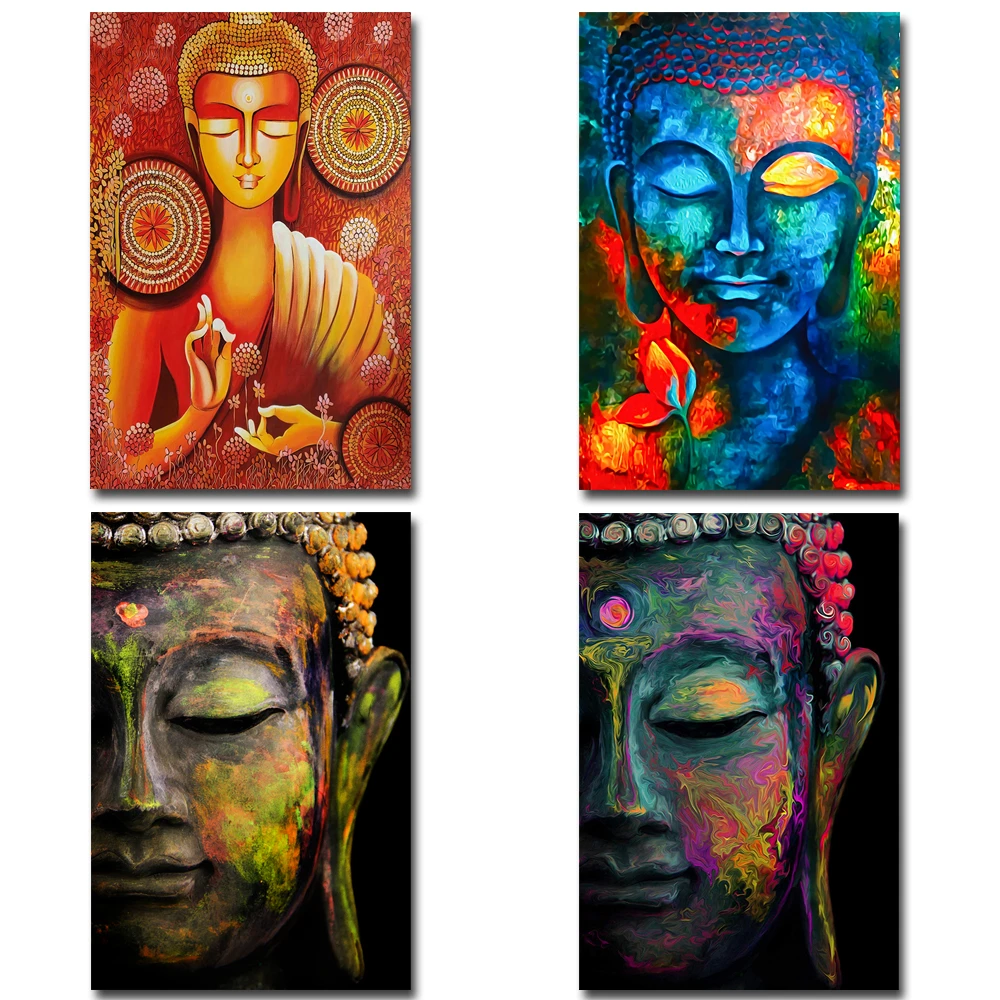 Abstract Watercolor Buddha Head Canvas Paintings On The Wall Art Posters And Prints Buddhism Art Pictures Home Wall Decoration|Painting & Calligraphy| - Aliexpress