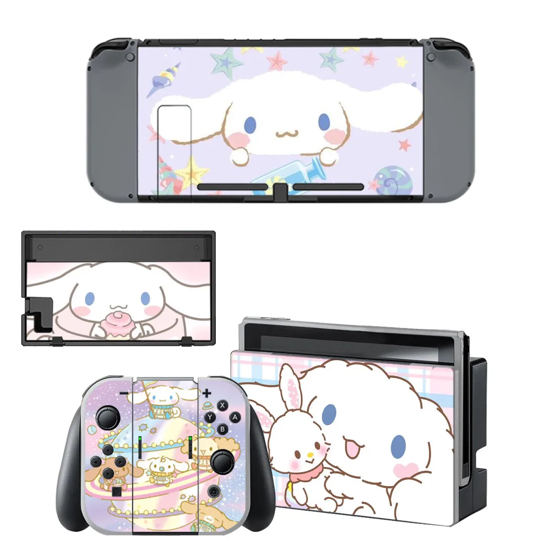 Cinnamoroll nintendo switch, наклейки для nintendo Switch, наклейки для nintendo Switch, консоли Joy-con, наклейки для док-станции контроллера