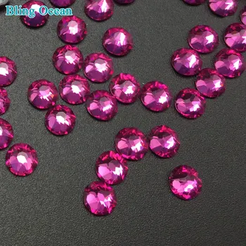 

BlingOcean 16 Cuts Red Strass Applique Round Flatback Glass Crystal Rhinestones For Nail Art Decoration
