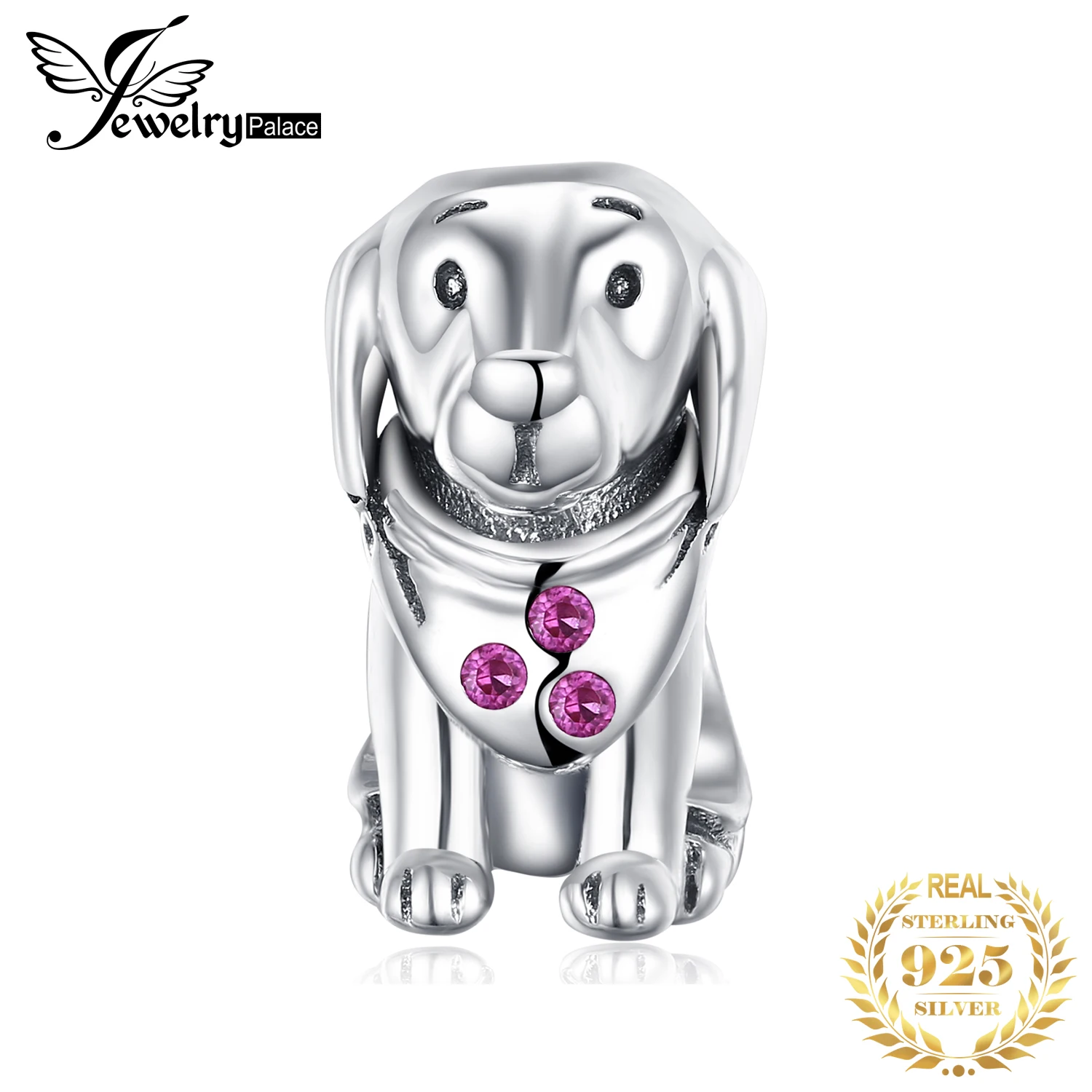 JewelryPalace 925 пробы Серебряный искусственный рубин щенок Подвеска-талисман в виде собаки Бусины Fit Браслеты для вашего возлюбленного как прекрасные подарки новая горячая распродажа