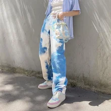 

Y2k Clothes E Girl Tie Dye Harajuku Hip-hop Wide-leg Streetwear Trousers Ladies Aesthetic Jogging Old-fashioned Jogging Pants