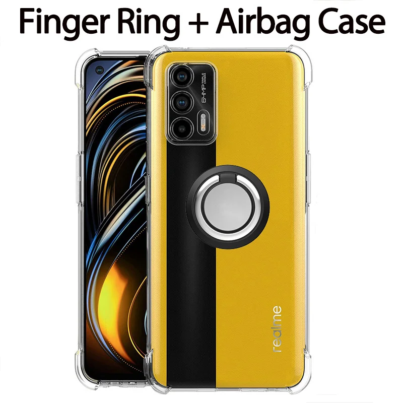 Transparent Silicone Phone Case with Finger Ring Grip