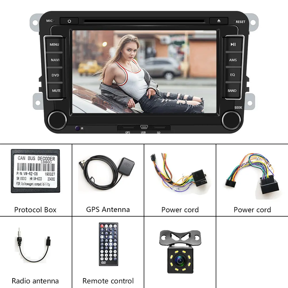 Camecho " 2 Din автомобильный DVD gps Автомобильный мультимедийный плеер для Volkswagen VW golf VI Skoda Fabia passat B7 octavia Canbus плеер аудио - Цвет: with 8 IR camera