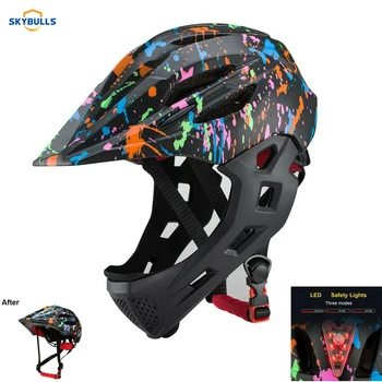 

Children Cycling Riding Helmets Kid LED Bicycle Helmet Detachable Full Face Off-Road MTB Mountain Bike Helmet Cascos Ciclismo