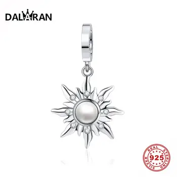 

DALARAN Authentic 925 Sterling Silver Zircon Crystal Sun Dangle Pendants Charms Fit Pandora Bracelet For DIY Jewelry Making