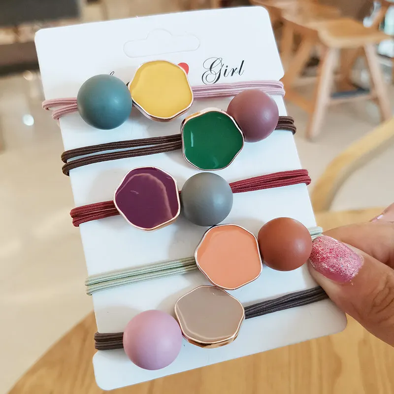 

Ins temperament Morandi color Korean net red leather band not hurt hair rope headdress tie hair loop leather cover Headband