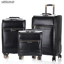 Весково 1" 20" 24 дюймов чашку высокое качество Искусственная кожа прокатки Чемодан Spinner бренд Дорожный чемодан на колесиках