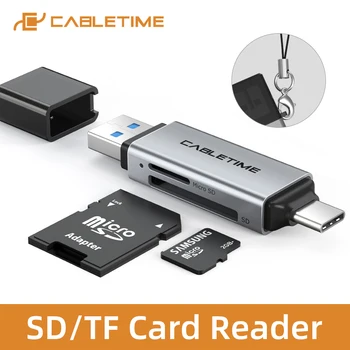 

CABLETIME Card Reader USB3.0 &USB type C to Micro SD TF 2 in 1 External Memory OTG Adapter for Xiaomi MacBook Air Pro C376