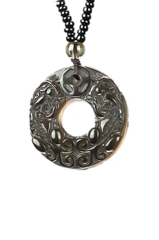 

LETSFUN Natural Obsidian Stone Dragon Jewelry Good Luck Beaded Pendant Necklace