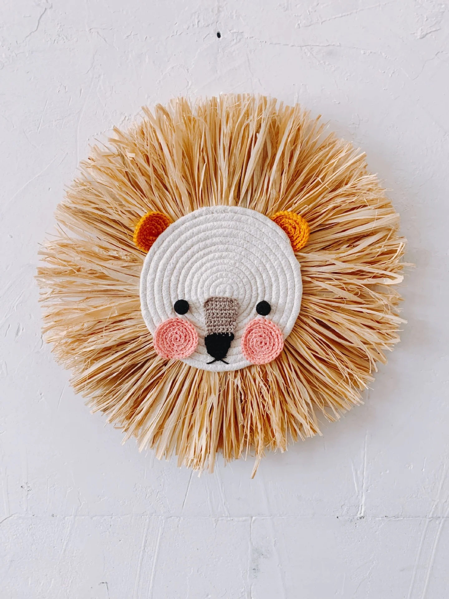 Nordic Hand Woven Cartoon Animal Hanging Decoration Cotton Thread Weaving Animal Head Ornament Children Room Wall Hanging Decor