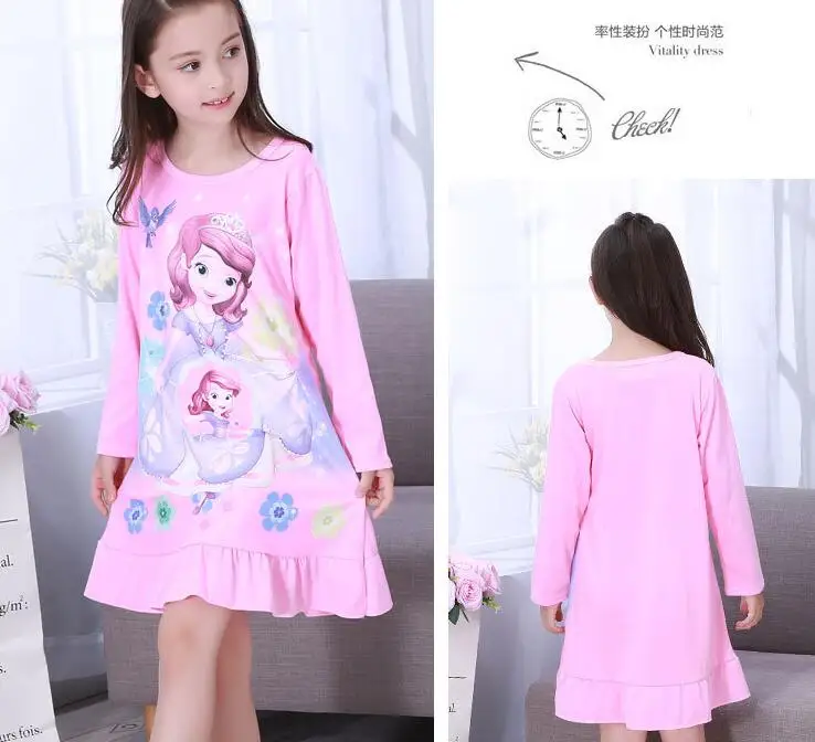 Новое платье принцессы для девочек ночные рубашки с длинным рукавом, осенние пижамы для девочек Детская весенняя одежда для сна ночная рубашка, одежда для детей, HH702 - Цвет: STYLE 17