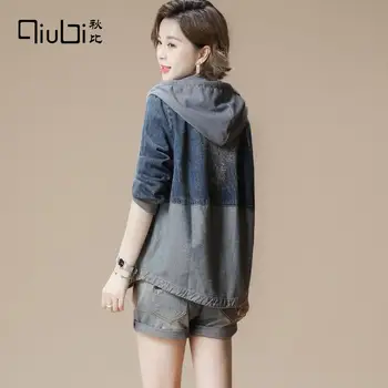 

Women Hooded Jeans Jacket 2020 New For Spring & Autumn Fashion Loose Slim Coat Patchwork Jackets Female M L XL High Quality
