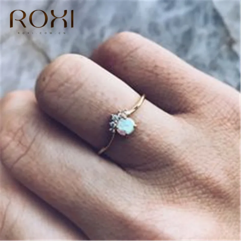 ROXI изящный круглый огненный опал кольца для Для женщин модная Корона кольцо Симпатичные цвета «Медвежья Лапа» в виде кошачьей лапки, фианиты, кристаллы, ювелирные изделия на безымянный палец женский подарок