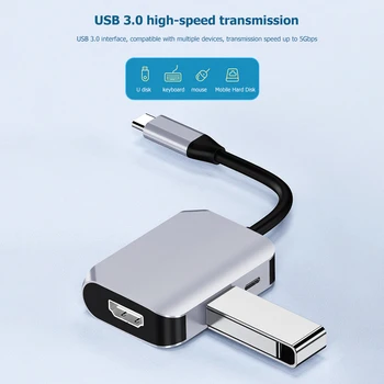 USB Type C Hub to USB 3.0 60W Power Delivey 4K HDMI Adapter Notebook Smartphone Expansion Converter for Laptop PC Phone 1