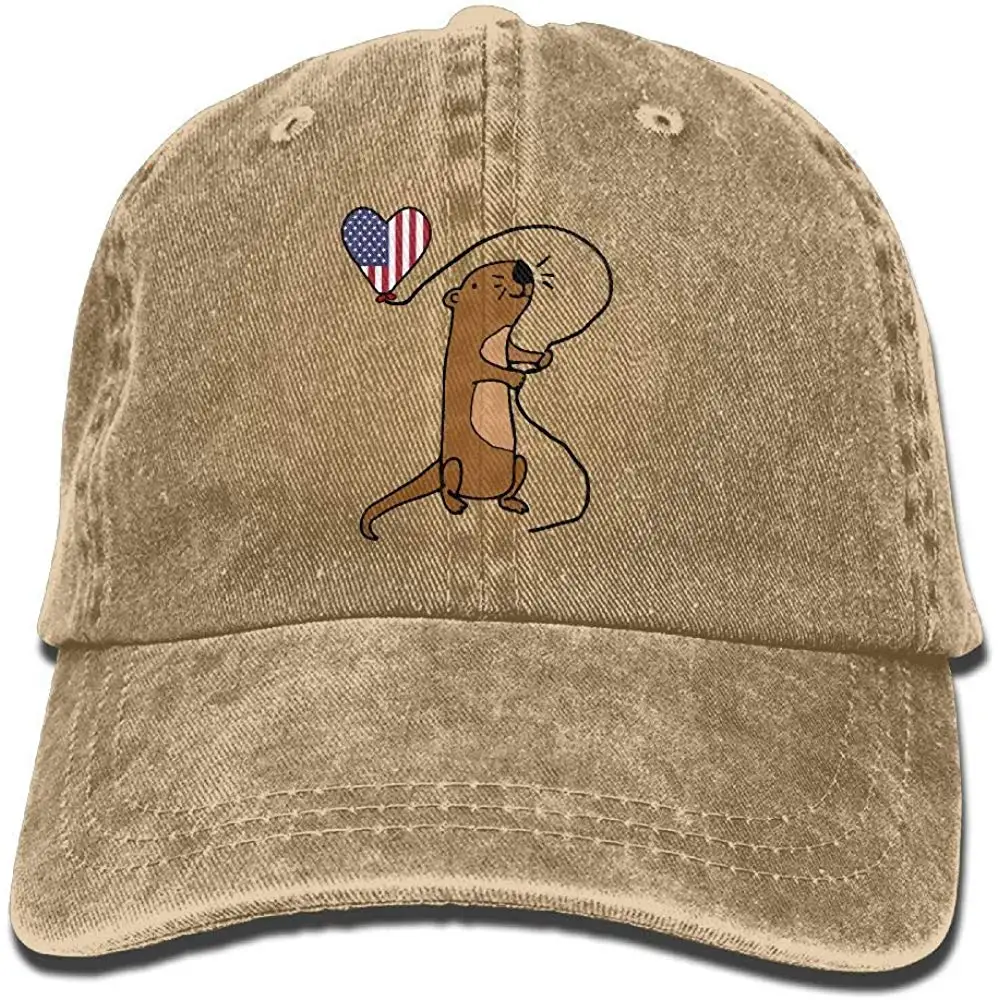 Милая морская выдра с флагом сердце шар унисекс джинсовая Спортивная шляпа бейсбольная Кепка
