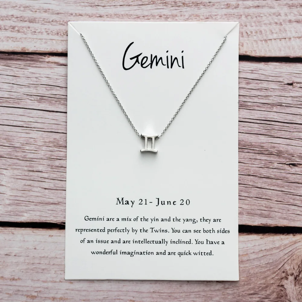 Модная Звезда Знак зодиака 12 Созвездие Ожерелье s& ожерелье с подвесками для женщин длинное цепное ожерелье Бижу femme - Окраска металла: Gemini Silver