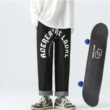 West Coast pantalones vaqueros estampados para hombre y mujer, jeans rectos para adolescentes, jeans de calle alta, pantalones de skateboard de Hip Hop