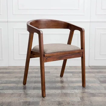 

Solid wood dining chair nordic solid wood chair modern minimalist home book chair restaurant tea shop fabric leisure chair
