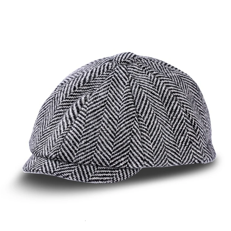 Male Winter Felt Ivy Caps Women Restore Plaid Wool Flat Caps Men Large Size Beret Hats 56-59cm 59-62cm