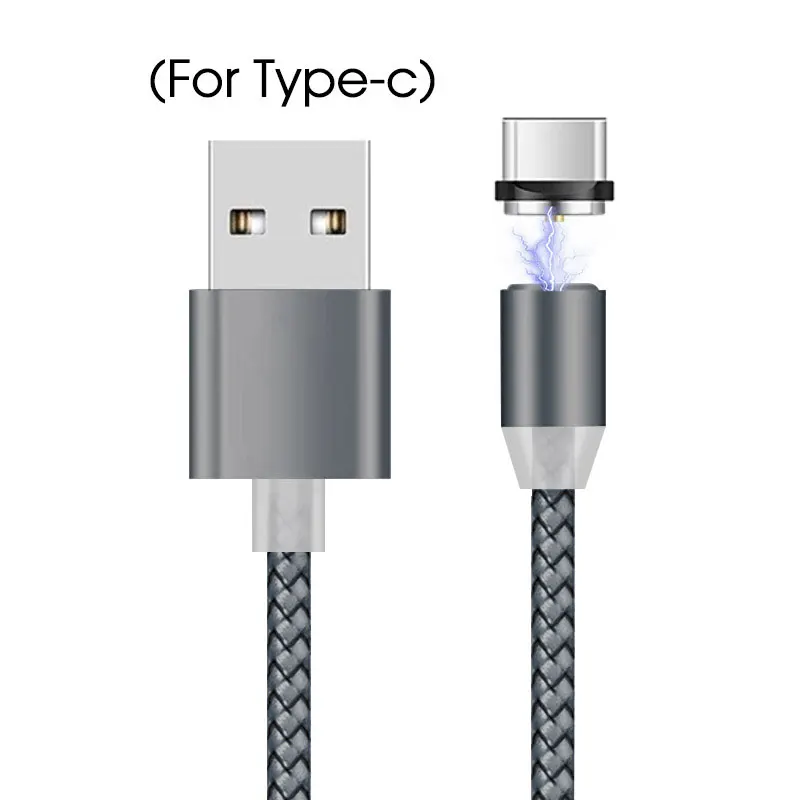 Быстрое магнитное зарядное устройство для huawei 3,0 4,0 Micro USB кабель для samsung Быстрый Магнитный зарядный шнур для телефона type C кабель для Xiaomi - Цвет: Type C Gray