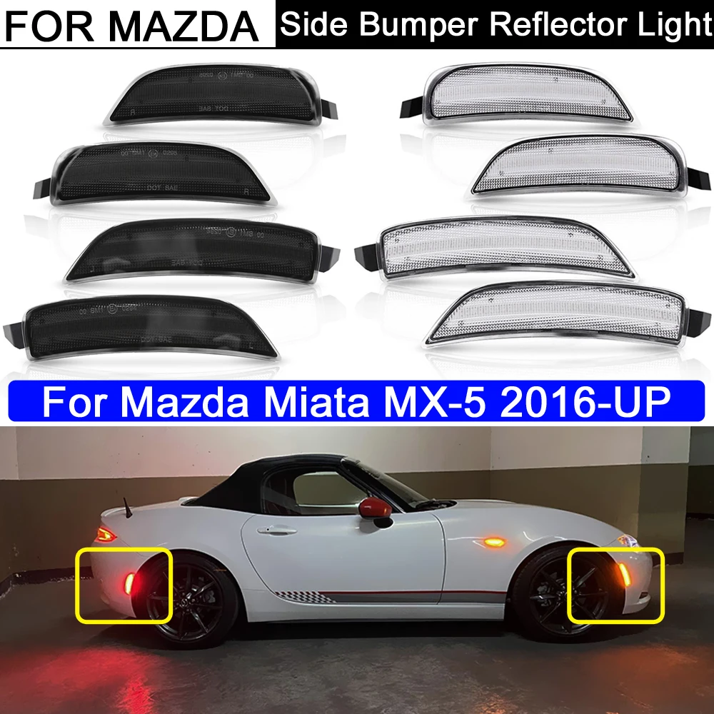 For Mazda Miata MX-5 2016 LED SIDE MARKER LIGHT Bumper Reflector Lamp Clear 6PC