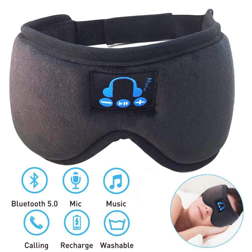 ブルートゥース5.0付き3dアイマスク,充電式ヘッドフォン,洗える,旅行,オフィス,家庭用|Bluetooth イヤホン  ヘッドホン| -  AliExpress