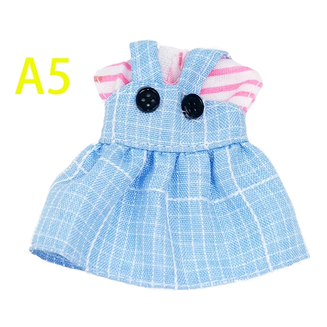 Princess Dress For 1/12 Bjd Dolls Ob11 Clothes Doll Accessories Universal 2021 New Suit Baby Outfits Fit Children Xmas Gifts blue denim