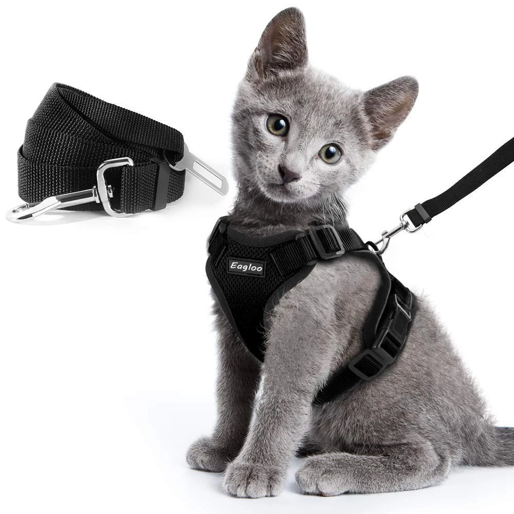 Harnais De Securite Pour Chat Gilet Anti Fuite Et Adaptateur De Ceinture De Securite De Voiture Harnais En Maille Souple Et Reflechissant Reglable Pour Chaton Et Chiot Aliexpress
