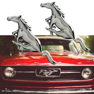 Image 1 - 3D Metal Mustang Running Horse Front Hood Grille Side Door Wing Fender Emblem Sticker For Ford Shelby GT Car Styling Accessories