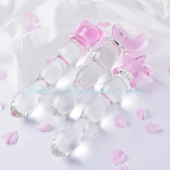 Crystal Glass Dildos Realistic Dildo Penis Glass Beads G-Spot Anal Butt Plug Erotic Sex toys for Woman Couples Adults 3