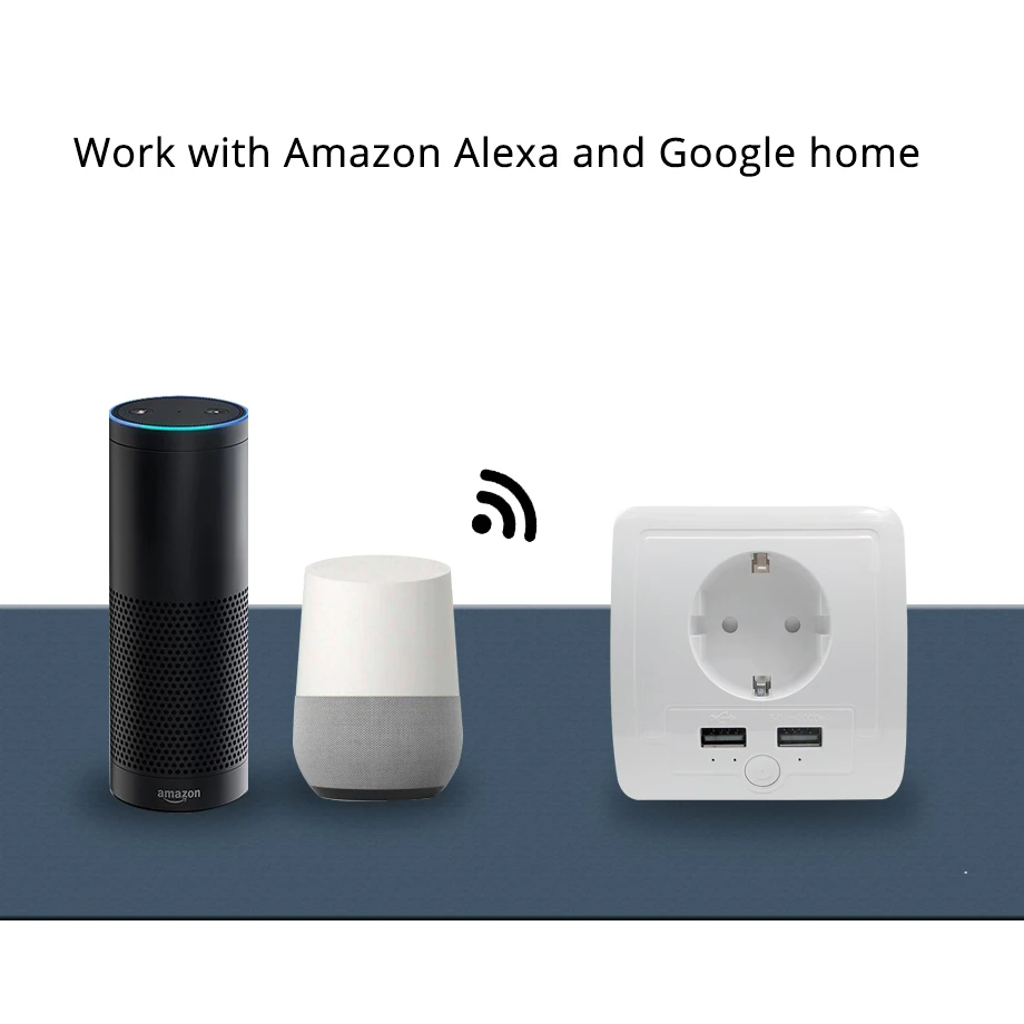 Настенная розетка ЕС работает с Alexa Google Home включает в себя 2 USB порта 15А Выход