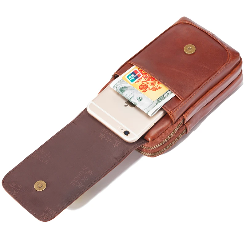 Новинка мужская сумка на пояс из натуральной кожи с масляным воском поясная для