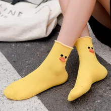 Милые желтые носки с изображением уток для танцев в стиле унисекс; стильные хипстерские носки в стиле хип-хоп; хлопковые забавные носки; повседневные носки с изображением эльфа