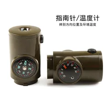 Портативный выживан 7-в-1 свисток мульти-функциональный чрезвычайная ситуация вне дома компас увеличительное Стекло фонарик термометр