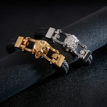 Мужской кожаный браслет европейский и американский креативный Ретро голова льва локомотив личности простой мужской браслет