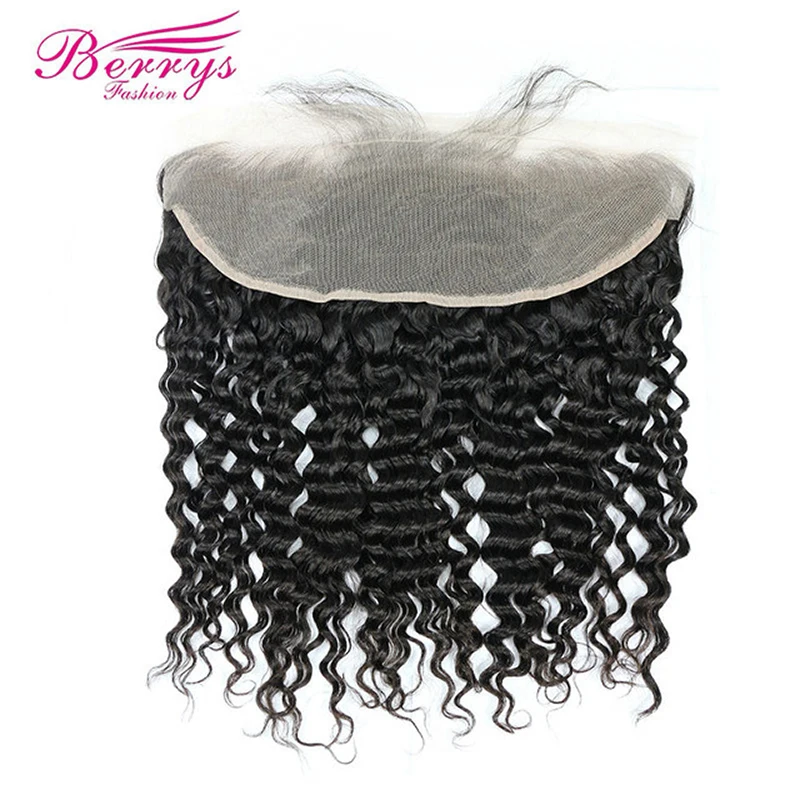 

TRANSPARENT Lace Frontal Deep Wave 13x4 Virgin Hair Extensions with Baby Hair Natural Hairline Bleached Knots Berrys Fashion