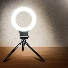 Dimmable Ring Light with Tripod Set 3 Light Modes Brightness Control Double DC 850mAH Battery Outdoor Makeup Kits