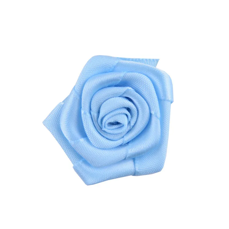 light blue 50 шт./лот ленточные цветы ручной работы 5,5 см розы искусственная роза букет корсаж-бутоньерка украшения - Цвет: light blue