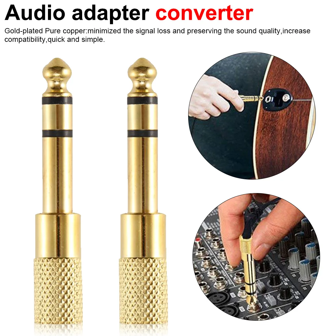 

Jack 6.5mm Male Plug to 3.5mm Female Connector Stereo Headphone Audio Adapter Microphone AUX 6.5 3.5 mm Converter