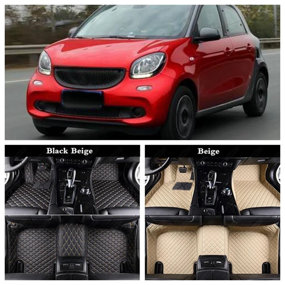 Всесезонные коврики для автомобилей Smart Fortwo Forfour персонализированные кожаные