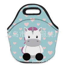 Amazon Wish3D цифровая печать высокого разрешения Милая синяя большая голова Единорог сумка для ланча Герметичная сумка для пикника