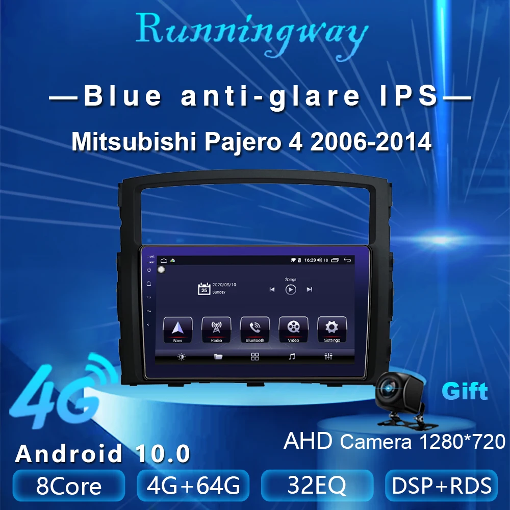 Runningway Android 10 0 5G автомобильный DVD плеер для Mitsubishi Pajero 2006 2014 4G + 64G радиоприемник