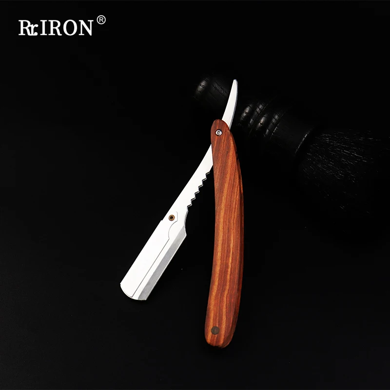 

Складная бритва RIRON мужская с деревянной ручкой, Профессиональный парикмахерский инструмент для ручной эпиляции и бритья, инструменты для смены лезвий