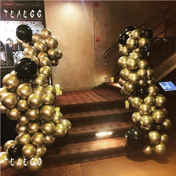 

135Pcs Beautiful Home Party Decoration Garland Arch Kit Black Chrome Metallic Gold Helium Ballon For Birthday Anniversaire Decor