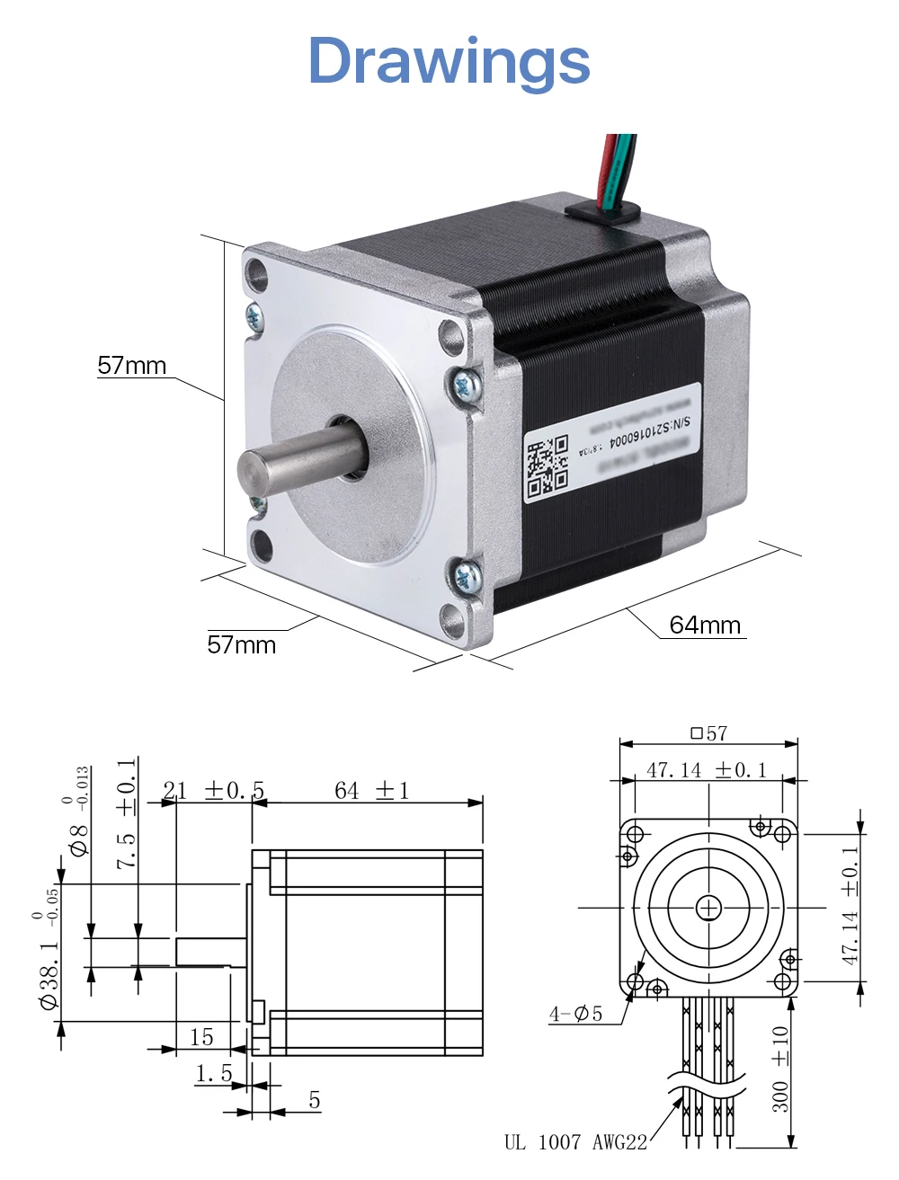 Motor de passo Nema23 para impressora 3D,