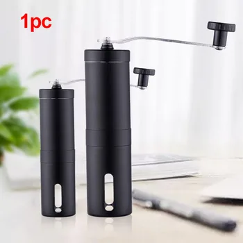 

Coffee Grinder Portable Adjustable Mill Travel Black Stainless Steel Hand Crank Home Manual Bean Burr Multipurpose Conical