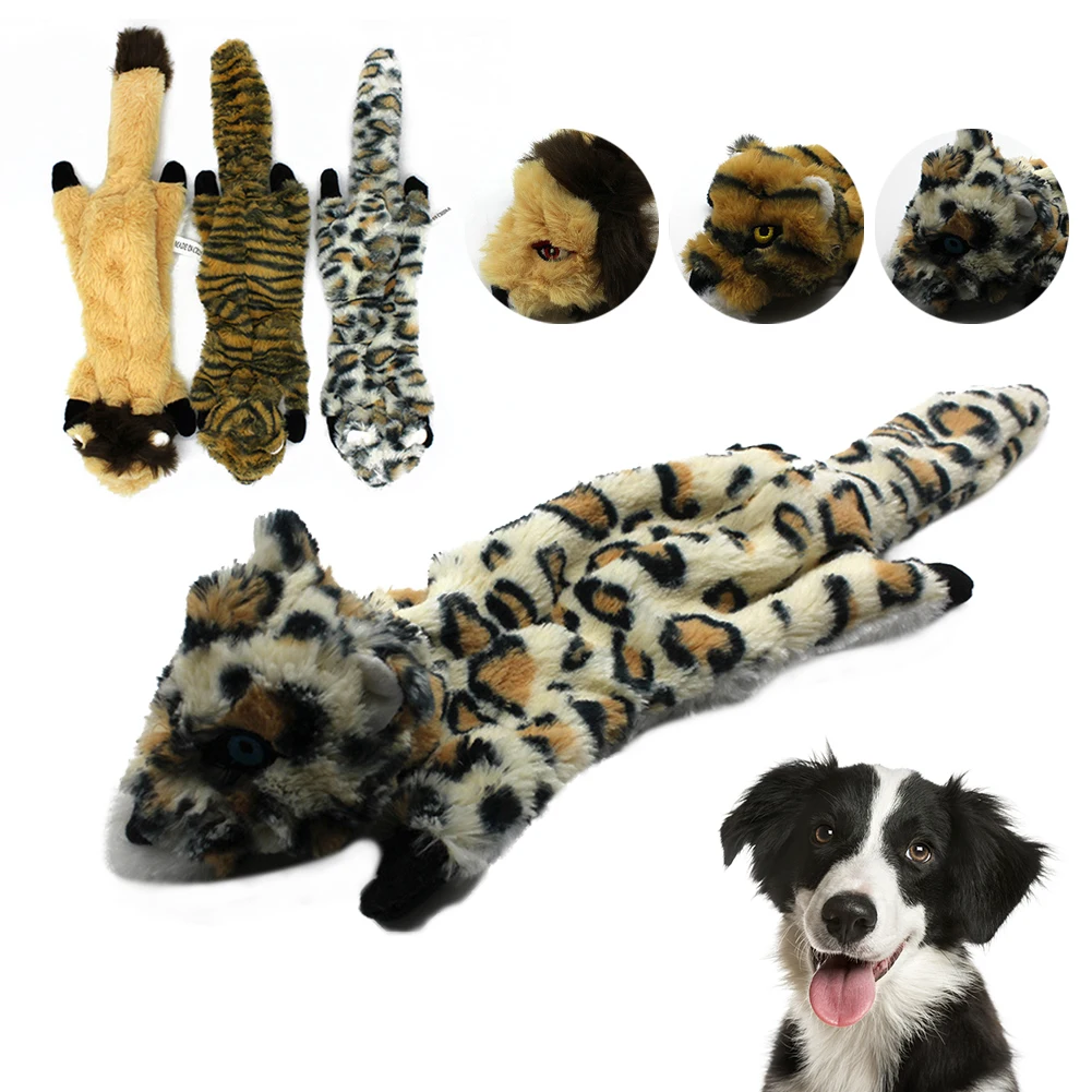 

Plush Pet Vocal Tiger Leopard and Lion Shape Unstuffed Pet Toy Lion Chew Squeaker Dog Teeth Toy Soft Dog Toy Bite Resistant Toy