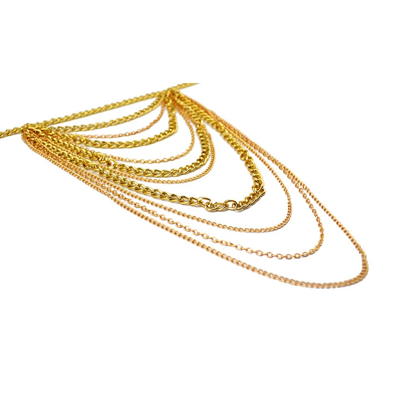 Cool Girls Multi Chain Golden Necklace Arm Shoulder Body Chain Jewelry
