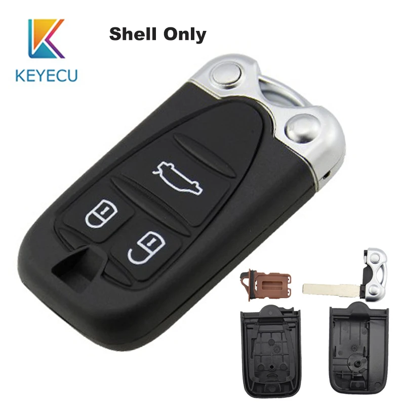 

KEYECU 3 Button Remote Control Housing Car Key Shell Case Fob for Alfa Romeo 159 Brera 156 Spider