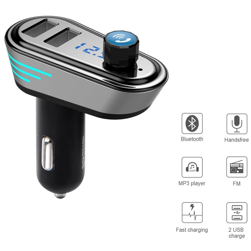 FM Bluetooth передатчик автомобильный MP3-плеер беспроводной радио адаптер Bluetooth 4,2 приемник автомобильный комплект, универсальное автомобильное зарядное устройство, 2 USB порта